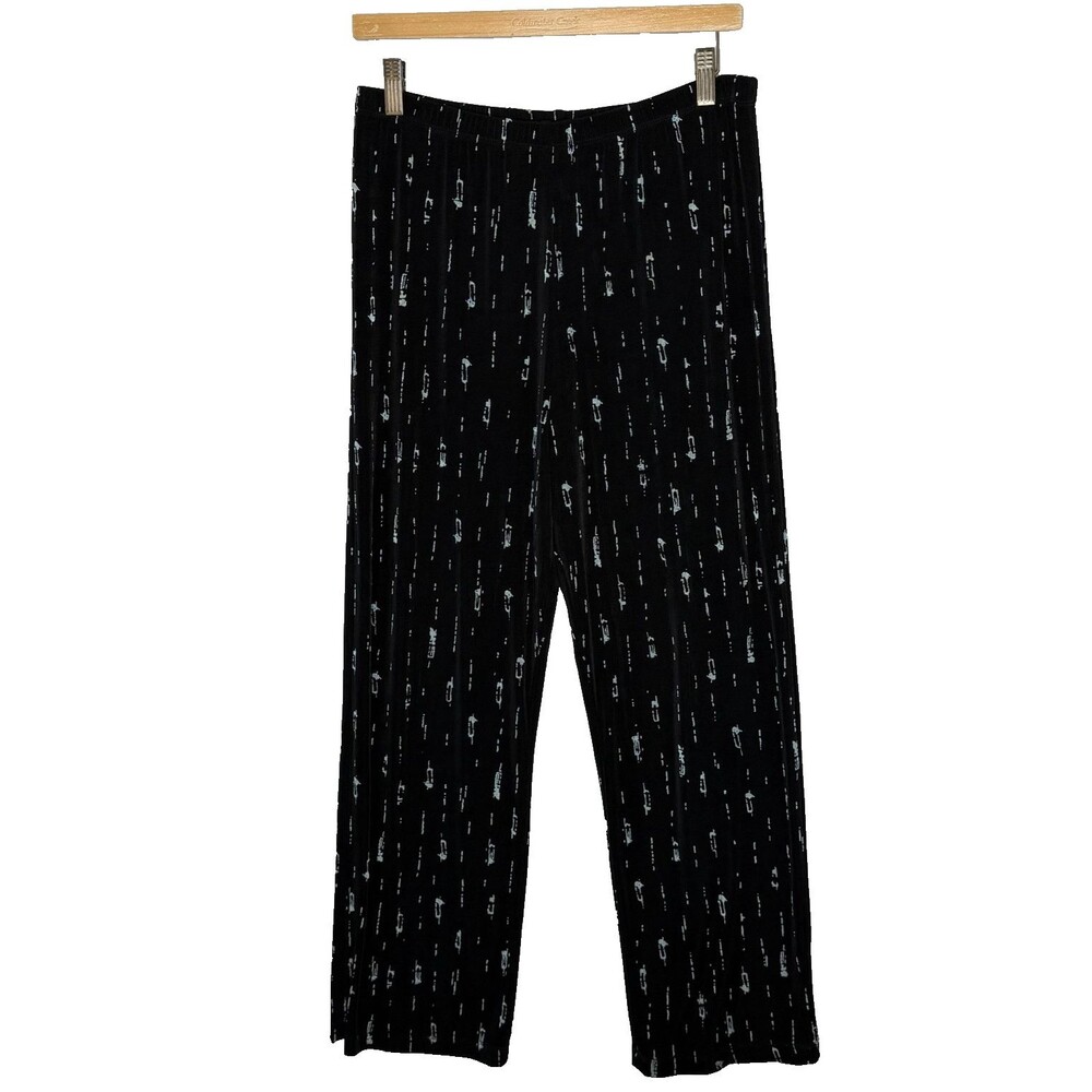 COLDWATER CREEK Size M Slinky Travel Knit Pull-On Stretch Waistband Black Pants